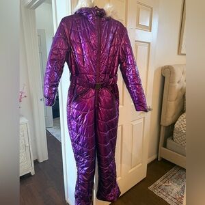 Shiny Purple Quilted Ski Suit